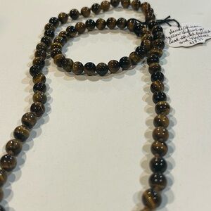 Brown Beaded Necklace and Bracelet Set